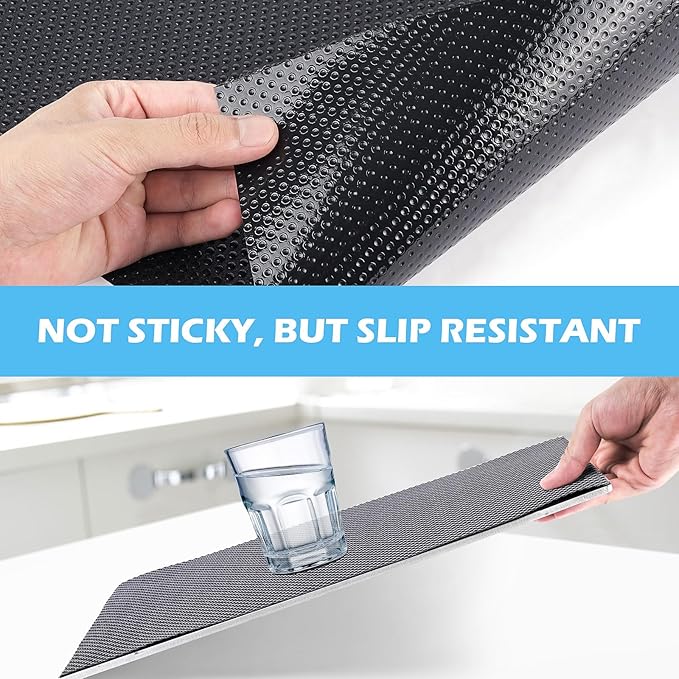 Drawer Liners, Waterproof Shelf Liner, Anti-Slip Non-Adhesive BPA Free Kitchen Cupboard Cabinet Liner Refridge Fridge Mats Sink Protector Strong Durable for Home (Black/11.8in x 20Ft) - Image 3