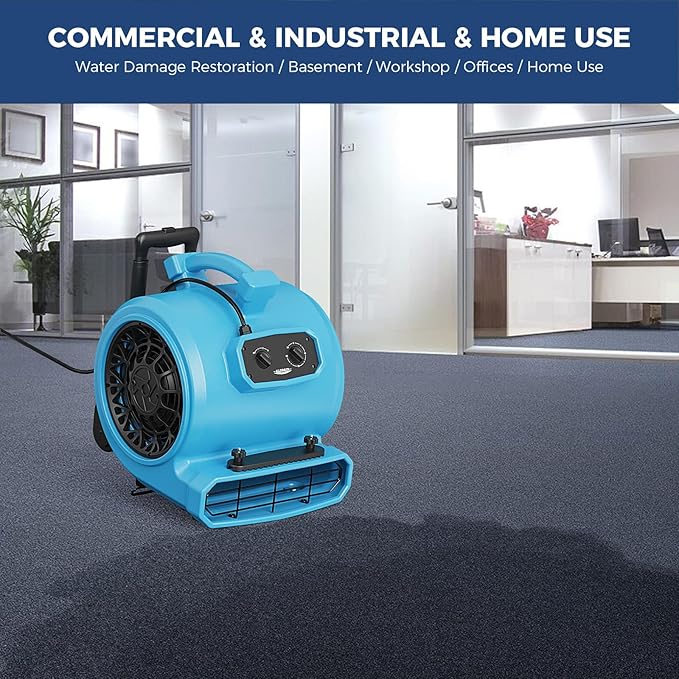 ALORAIR 4000 CFM Air Mover Blower Fan for Industrial, Floor Drying Fan, Carpet Dryer - Timer, Handle Wheelkit, Carpet Buckles, Stackable, for Water Damage Restoration and Plumbing - GE4000HTC - Image 7