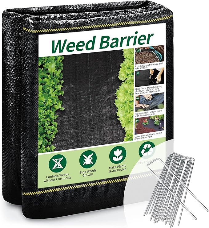 3ft x50ft Black Weed Barrier 3.5oz Landscape Premium Fabric-Heavy Duty Woven Ground Cloth with Superior Permeability Weed Control Convenient Design by Sunocity