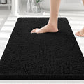 Smiry Luxury Chenille Bathroom Rugs 30x20, Extra Soft and Absorbent Shaggy Bath Mat, Machine Washable, Non-Slip Plush Carpet Runner for Tub, Shower, and Floor, Home Decor Accessories, Black by Smiry