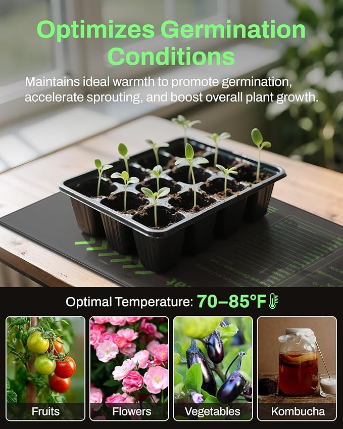 BN-LINK Durable Seedling Heat Mats for Seed Starting 10" x 20.75", 4 Pack Waterproof Warming Mat for Plants Germination, Plant Heating Pad for Indoor Growing, Hydroponic, Greenhouse, ETL Listed - Image 6