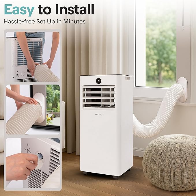 SereneLife 8,000 BTU Portable Air Conditioner and Heater, Small AC with Dehumidifier and Fan, Mini AC Unit with 350 Sq. Ft. Coverage, Includes Remote Control and Window Mount Kit - Image 5
