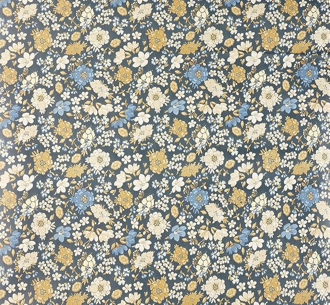 Self Adhesive 70's Vintage Dark Floral Shelf Liner Contact Paper Peel and Stick Vintage Floral Wallpaper for Walls Cabinets Dresser Drawer Furniture Decal Removable 17.7X117 Inches, Blue by Unknown