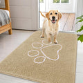 OLANLY Dog Door Mat for Muddy Paws 44x32, Paw Print Design, Absorbs Moisture and Dirt, Absorbent Non-Slip Washable Doormat, Quick Dry Chenille Mud Mat for Dogs, Entry Indoor Entryway Carpet, Beige by OLANLY