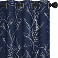 Deconovo Blackout Curtains, Navy Blue Curtain, Thermal Insulated Soundproof Drapes, Branch Silver Print, 52 x 108 Inch Long, Machine Washable Grommet Panels for Sliding Door Bedroom Home, Set of 2 by Deconovo