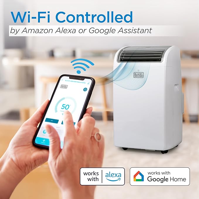 BLACK+DECKER Smart Portable Air Conditioner, 14,000 BTU for Rooms up to 700 Sq. Ft., Smart Portable AC with Follow Me Remote and Window Kit, BPACT14WT, White - Image 2