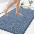Smiry Luxury Chenille Bathroom Rugs 40x32, Extra Soft and Absorbent Shaggy Bath Mat, Machine Washable, Non-Slip Plush Carpet Runner for Tub, Shower, and Floor, Home Decor Accessories, Grayish Blue by Smiry