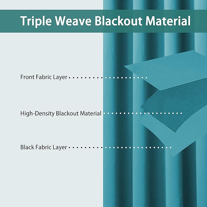BONZER Extra Wide Room Divider Curtain Total Privacy Wall Noise Reducing Blackout Curtains for Apartment, Studio, 96L x 150W Inch (8L x 12.5W ft), 1 Panel, Teal - Image 3