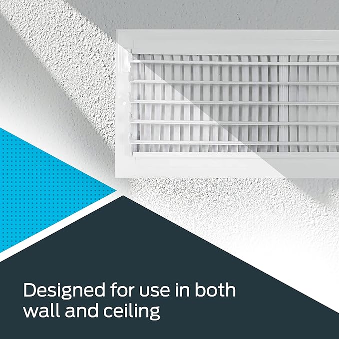 EZ-FLO 16 x 6 Inch (Duct Opening) White Air Vent Cover for Wall or Ceiling, Two-Way Ventilation Register, Solid Steel HVAC Cover, 61663 (Pack of 2) - Image 3