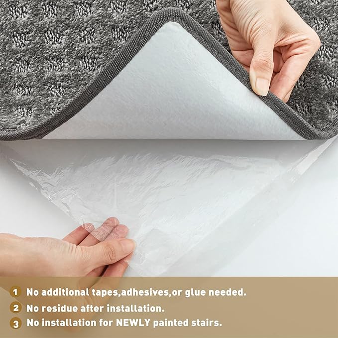 PURE ERA Carpet Stair Tread Landing Mat Tape Free Self Adhesive Non Slip Skid Resistant Indoor Doormat Area Rug Floor Mat for Kitchen Bathroom Workstations Washable 2' X 3' - Image 4