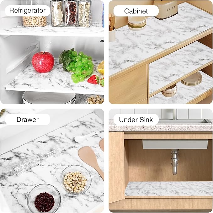 Drawer and Shelf Liner for Kitchen Cabinet,Non-Adhesive Cabinet Liner 18in x 30FT,Waterproof Shelf Paper Non-Slip Mats Cupboard Liners Contact Protect Dresser/Shelves/Table-Marble - Image 8