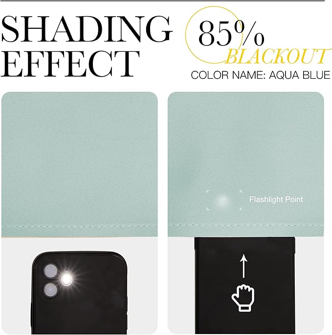 NICETOWN Kitchen Blackout Window Curtain Panel, Aqua Blue, 1 Panel, 55 by 78 inches Long, Home Fashion Thermal Insulated Solid Grommet Room Darkening Drape for Apartment - Image 5