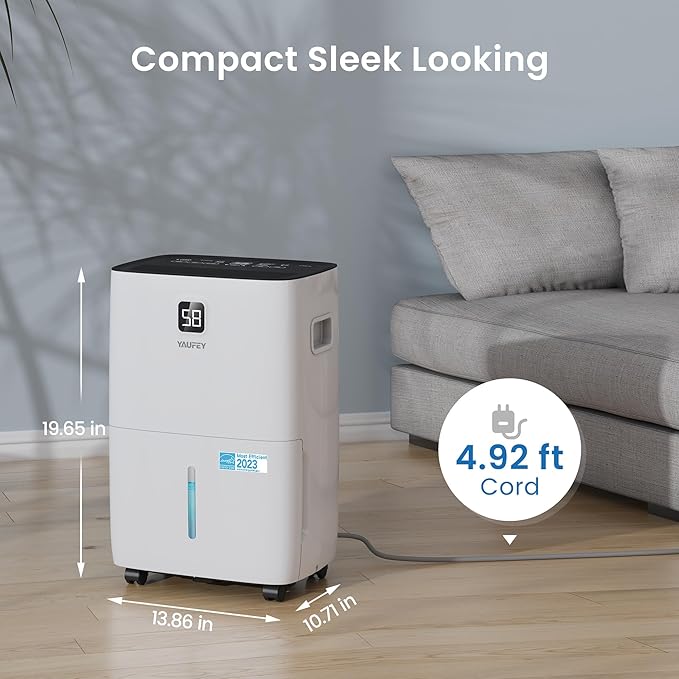 Yaufey 5000 Sq. Ft. Energy Star Certified Dehumidifier, Max 80 Pints Dehumidifier for Basement with Drain Hose, Smart Compressor with Intelligent Humidity Control, Dehumidifiers for Home Bedroom - Image 8