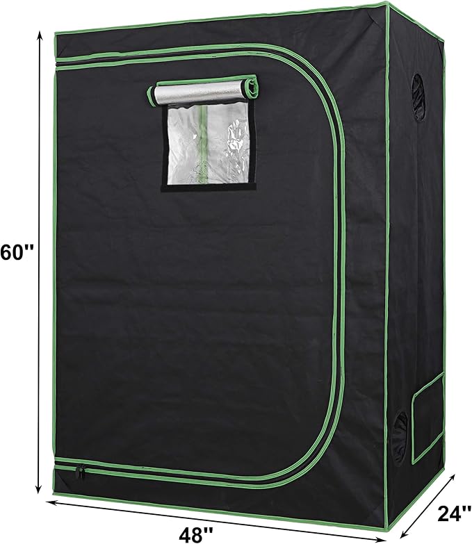 JungleA 2x4 Grow Tent, High Reflective Mylar Hydroponic Growing System, 48"x24"x60" Indoor Growing Tent Greenhouse Kit, Grow Box w/Observation Window & Floor Tray, Home Plant Fruit, Flower, Farmer Veg - Image 8