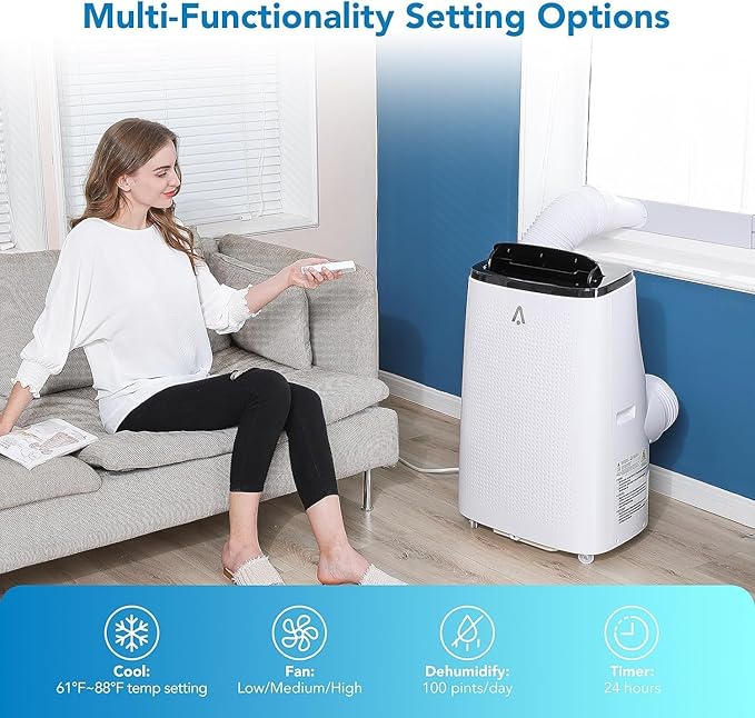 15000 BTU Portable Air Conditioners, 3-in-1 Cooling AC Unit w/Dehumidifier & Fan Mode for Rooms Up to 850 Sq. Ft, Remote Control, Sleep Mode, Low Noise,24H Timer, 3 Speed, Auto Swing for Home,Totel - Image 6