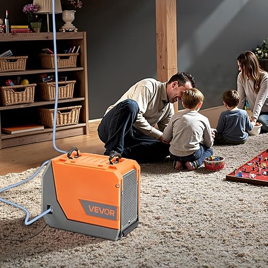 VEVOR 180 Pints Commercial Dehumidifier with Pump/Drain Hoses, Portable Crawl Space Dehumidifiers for Basement Storage Room Industrial Grade, Auto Defrost, Heavy-duty LLDPE,Foldable Handle - Image 8