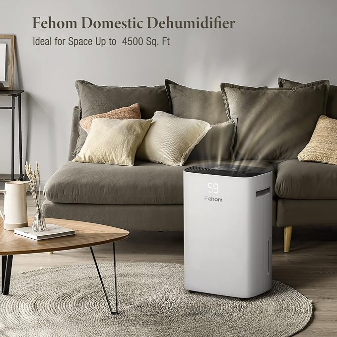 4500 Sq. Ft Dehumidifier with Drain Hose - Ideal for Bedrooms, Basements, Bathrooms, and Laundry Rooms - with Digital Control Panel, 24 Hr Timer, and Front Humidity Display - Image 2