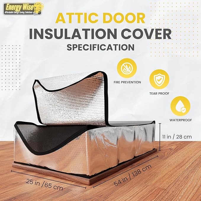 Premium Attic Door Insulation Cover, 25″x54″x11″, Extra Thick Double Bubble Cover for Pull Down Stairs, Air Tight Attic Stairs Insulation with Easy Zipper Access (Stapler Included) - Image 3