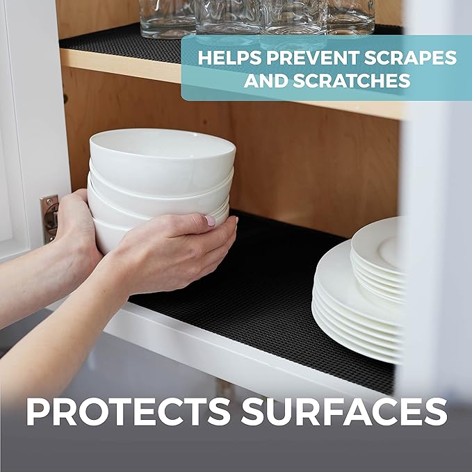HOME GENIE Shelf Drawer and Cabinet Liner, Durable with Strong Grip, 17.5 in x 20 FT, Non Adhesive Liners Protect Kitchen Cabinets and Cupboard, Bathroom Drawers and Shelves, Desks, Pitch Black - Image 4