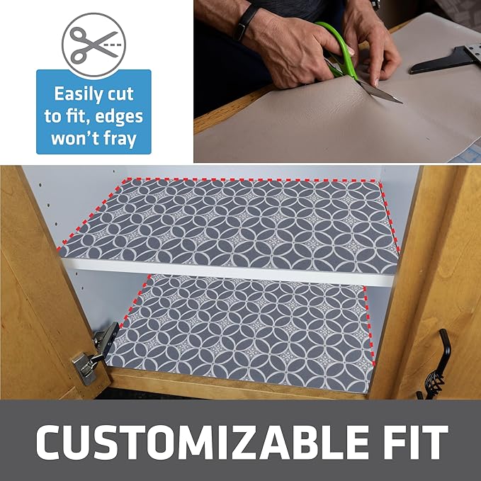 Drymate Premium Luxury Shelf & Drawer Liner, Thick Cushioned Fabric, Non-Adhesive, Absorbent, Waterproof, Slip-Resistant, Liners for Kitchen Cabinets (USA Made)(12”x59”)(24-Pack)(IndigoGrey) - Image 4