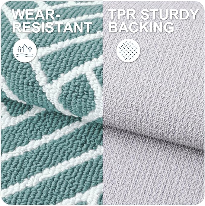 OLANLY Indoor Door Mat, 36x24 Inch, Dirt Resistant and Absorbent, Non-Slip Rubber Backing Floor Mats, Easy Clean Low-Profile Doormat for Entryway, Front Door, and Inside Entrance, Sage Green - Image 3
