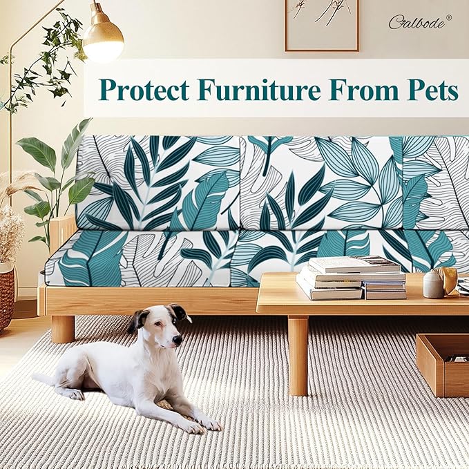 14Pcs Stretch Patio Cushion Cover Outdoor Cushion Cover Replacement Slipcovers Indoor and Outdoor Chair seat Covers Blue Botanical Print Patio Furniture Protector(Cover Only) - Image 5
