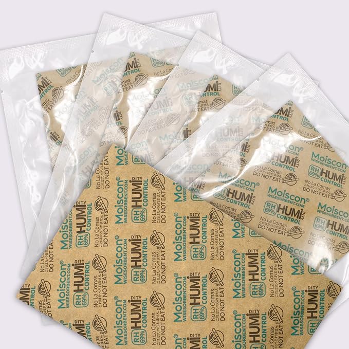 60 Gram 5 Pack 69% Two-Way Humidity Control Packs, Size 60 for Plastic Travel Case & Zip Lock Bags & Wood Containers, 69 Humidity Pack Humidifier Moisture Control Packets Individually Wrapped - Image 8