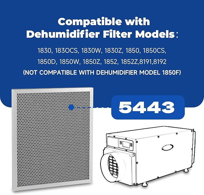 2-Packs 5443 Washable MERV 8 Dehumidifier Filter 10x12x1 Compatible with AprilAire Whole-House Models1830 1850 1852 and Ventilation Models 8191 8192 Replacement Filter - Image 3