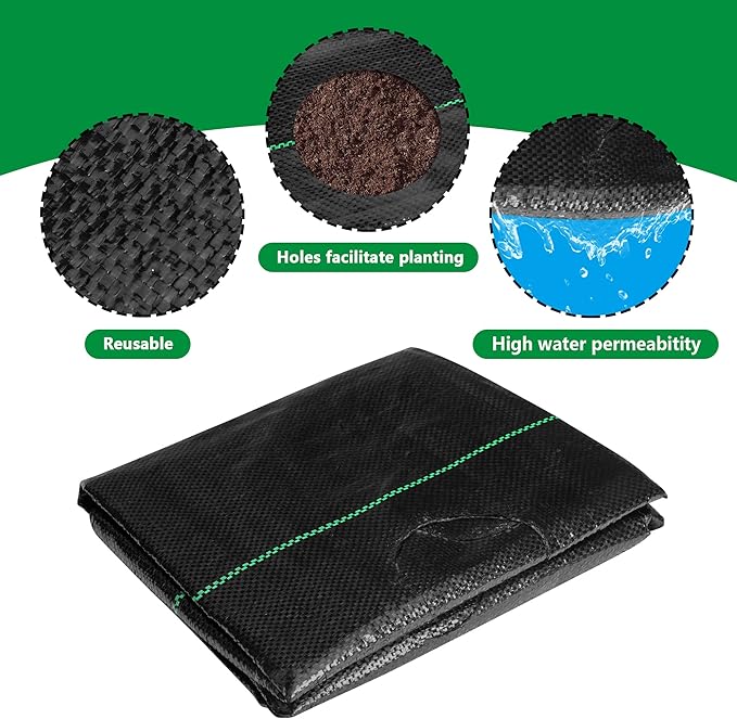 codree 13 x 4 Ft Garden Weed Barrier Landscape Fabric with Planting Holes- Heavy-Duty Garden Weed Control Barrier- Weeds Block Gardening Mat with 6 Ground Nail for Outdoor Garden - Image 3