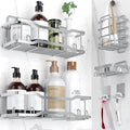 Shower Caddy Bathroom Shelves, The Athena Silken 4 Set, 40LB Capacity, Adhesive Tape No Drill - Rustproof -Gorgeous Powder Coated 304 Stainless Steel Shower Organizer for kitchen & Home Decor - Silver by Tribal+Cooking