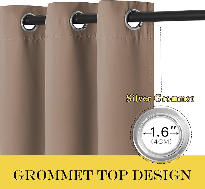 NICETOWN Blackout Blinds for Patio Door - Sliding Door Insulated Blackout Curtains, Extra Wide Curtain for Villa/Hall/Parlor (100 inches W x 84 inches L, Cappuccino) - Image 2