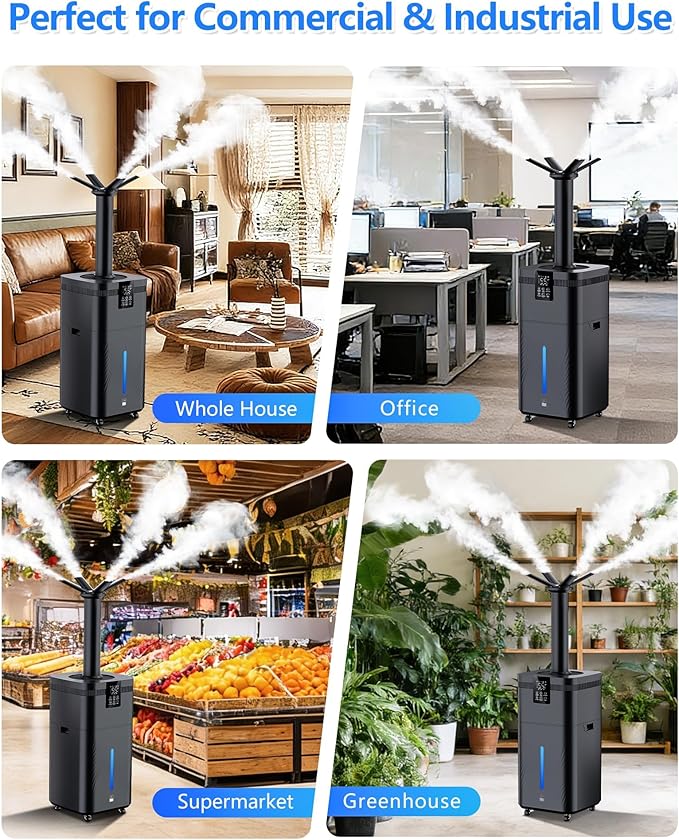 30L/7.93Gal Commercial Humidifier Large Room 4200 sq.ft, Whole House Humidifiers 3000ml/H Mist Output, Cool Mist Industrial Humidifiers for Home, Plants, Office, Warehouse, Greenhouse, Black - Image 8