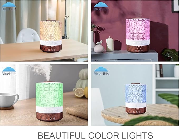 BlueHills 2500 ML XL Essential Oil Diffuser for Large Room Aroma Humidifier Home Decor Bed Baby Room Big Huge 2.5 L Capacity Long Run Color Lights Decorative Design High Mist Dark Wood Grain F004 - Image 3