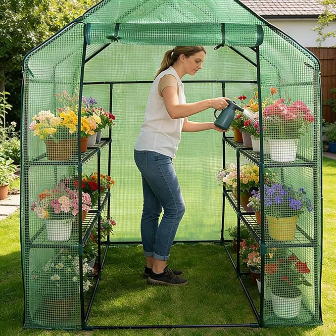 ZENY Mini Walk-in Greenhouse, Portable Warm House for Plants Flower Seedling Growing, Indoor Outdoor Green House 4.7x4.7x6.4 FT - Image 6