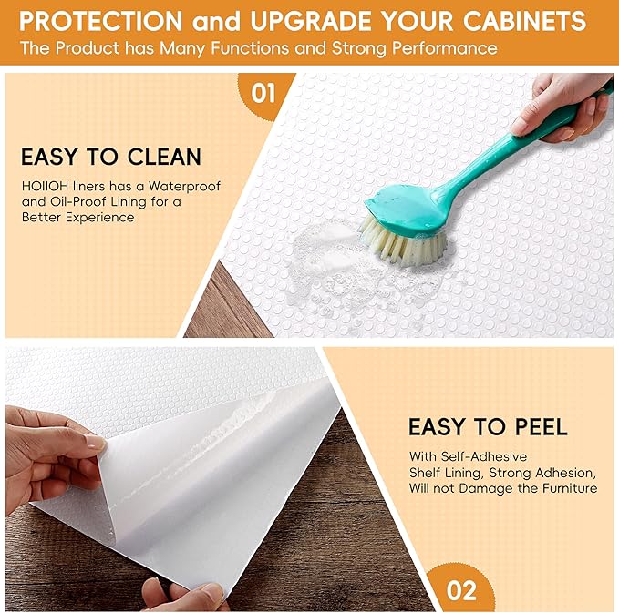 White Cabinet Liner Roll, Peel and Stick Non Slip Shelf Liner 15.7" x 13 FT, Waterproof Adhesive Liner for Kitchen Cabinets - Image 3