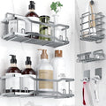 Shower Caddy Bathroom Shelves, The Athena Silken 4 Set, 40LB Capacity, Adhesive Tape - No Drill - Rustproof -Gorgeous Powder Coated 304 Stainless Steel Shower Organizer for kitchen & Home Decor - Grey by Tribal+Cooking