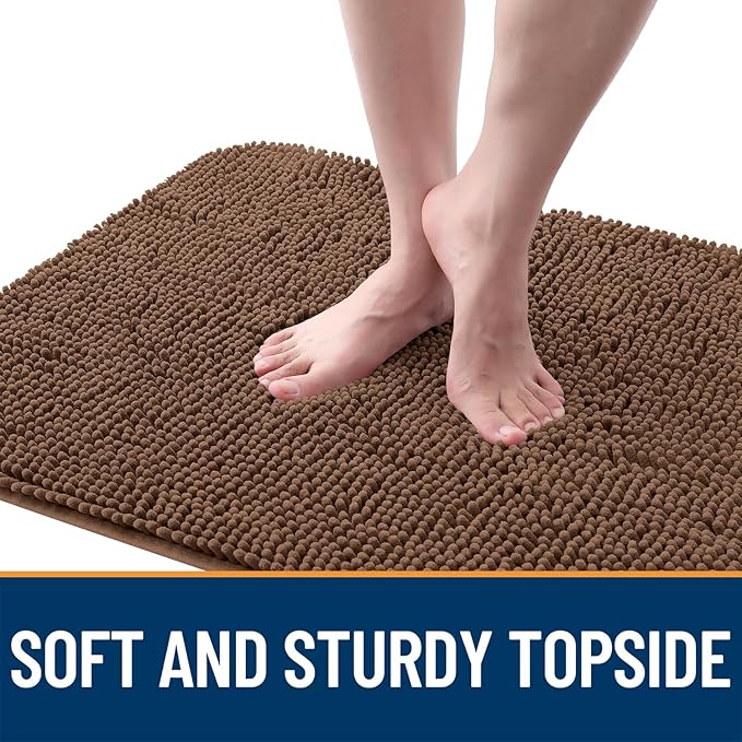OLANLY Dog Door Mat for Muddy Paws 44x24, Absorbs Moisture and Dirt, Absorbent Non-Slip Washable Doormat, Quick Dry Chenille Mud Mat for Dogs, Entry Indoor Entryway Carpet for Inside Floor, Mocha - Image 4