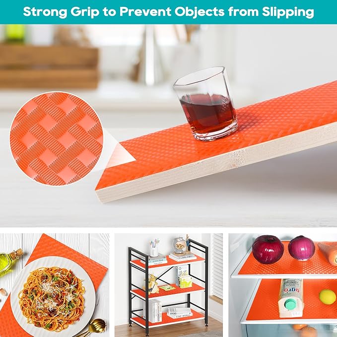 Shelf Liners for Kitchen Cabinets, Waterproof and Oil-Proof Kitchen Cupboard Liner, Refrigerator Liners and Plastic Drawer Mats EVA Non Adhesive Shelves, Fridge - Red 11.8 x 118 Inches - Image 7
