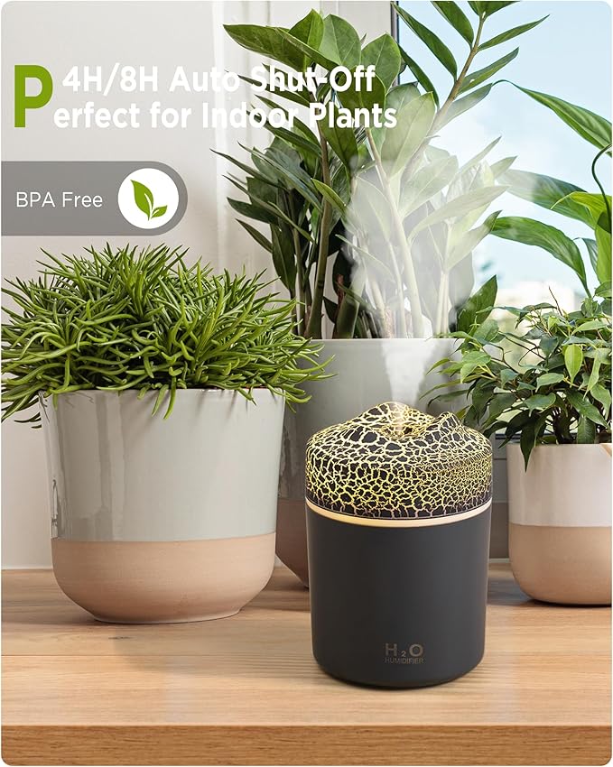 Portable Mini Humidifier, Colorful Volcanic Texture, 300mL Cool Mist Humidifier, USB Powered, Auto Shut-Off. Perfect for Bedroom, Office & Car. - Image 4