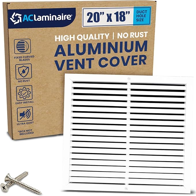 20x18 Inch (Duct Opening) Air Return Vent Cover Decorative – Premium Aluminum AC Vent Cover for Ceiling & Wall, Rustproof Grille, Ideal for Home HVAC Grille, Durable & Easy to Install by ACLAMINAIRE by LAMINAIRE