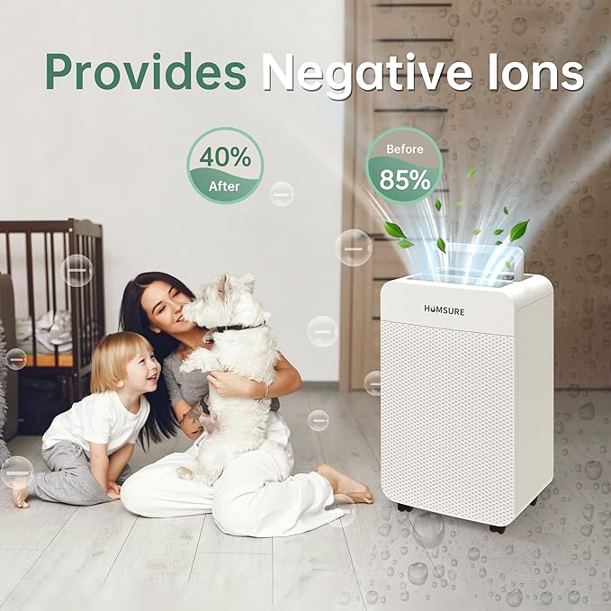 HUMSURE 4500 Sq. Ft 80 Pints Dehumidifier for Basement and Home, Bathroom, Bedroom, Equipped With Drainage Hose, Automatic Defrosting, 24-Hour Timer Function - Image 6