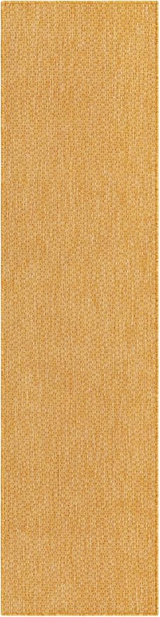 Unique Loom Collection Casual Transitional Solid Heathered Indoor/Outdoor Flatweave Area Rug (2' x 8' Runner, Corn Harvest Yellow) by UniqueLoom
