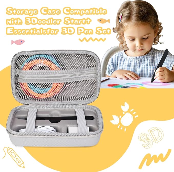 Case Compatible with 3Doodler Start+ Essentials for 3D Pen Set for Kids, Carrying Holder Fit for Printing Pens, Storage Organizer for Printing Filament Refill, Micro-USB Charger (3D-02-Grey) - Image 6