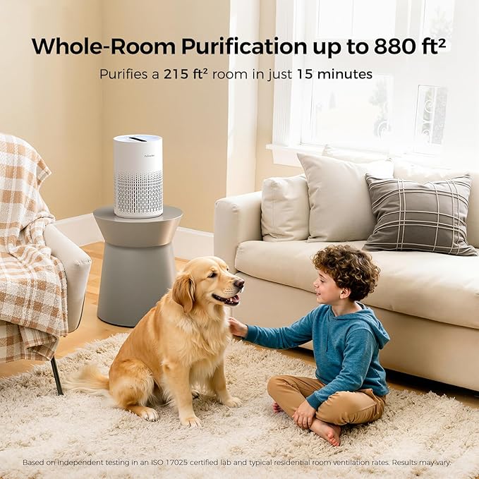 Purivortex Air Purifiers for Home, Quiet HEPA Air Filter for Pollen, Smoke, Dust, Pet Dander, Odor, Hair, Covers Up to 880 Sq Ft, PX500 White - Image 2