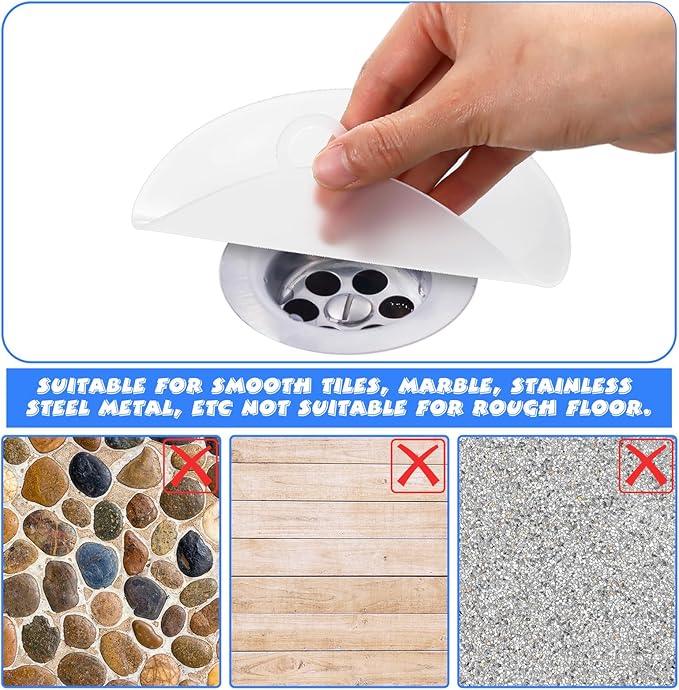 Yinkin 6 Pcs Drain Covers to Keep Bugs Out Silicone Shower Floor Tub Stoppers Bathtub Drain Stoppers Sewer Anti-Odor Mats Deodorizing Plugs for Bathroom(6 x 6 Inch,Round,White) - Image 4