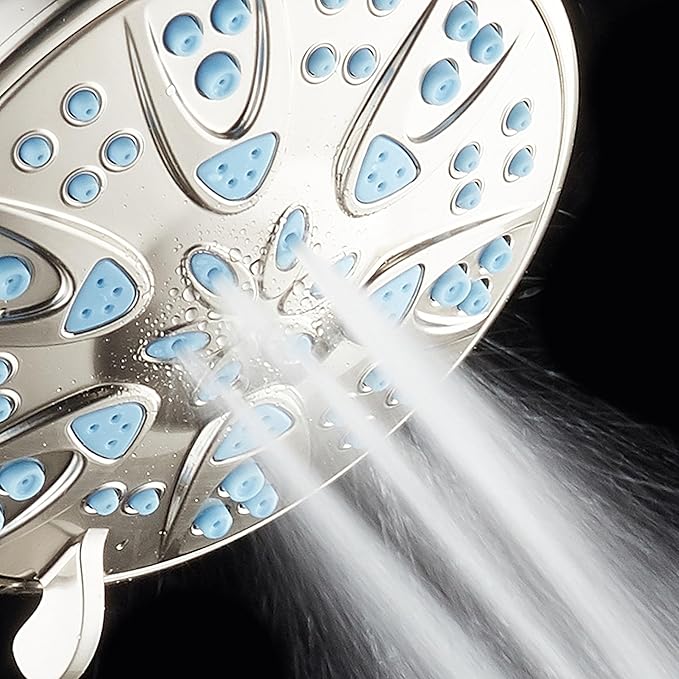 AquaDance Antimicrobial – Anti-Clog High-Pressure 6-Setting Head with Microban Nozzle Protection from Growth of Mold, Mildew & Bacteria for Stronger Shower 4", Aqua Blue Jets – 1.8 GPM - Image 4