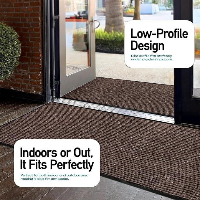 Durable Rubber Door Mat - Heavy Duty, Indoor/Outdoor, Easy Clean, Waterproof, Low-Profile Mat for Entry, Patio, Garage - Stylish (Brown, 2 x 3 Feet) - Image 3