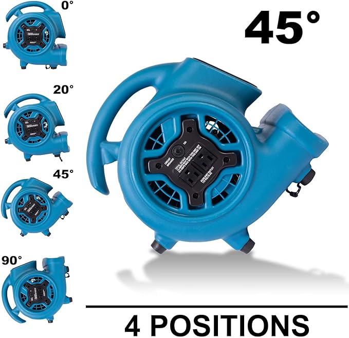XD-125 Commercial Water Flood Damage Restoration Package for Home Garage Basements Restrooms Restaurants Crawl Spaces-Includes 4 Mini Air Movers,Dehumidifier,Mini HEPA Air Scrubber-Blue - Image 4