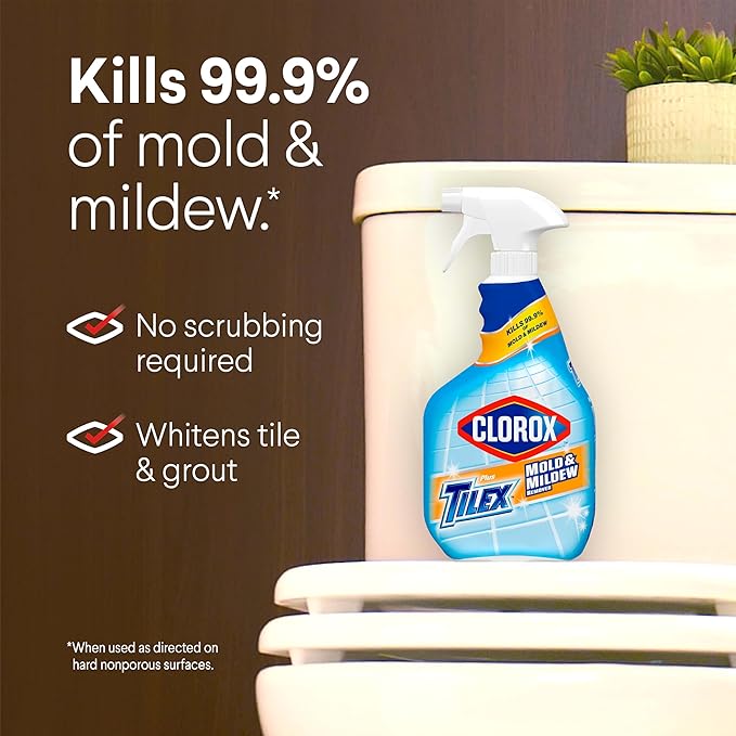 Clorox Plus Tilex Mold and Mildew Remover with Bleach, Spray Bottle, 32 Fluid Ounces, Unscented, Pack of 3 - Image 2