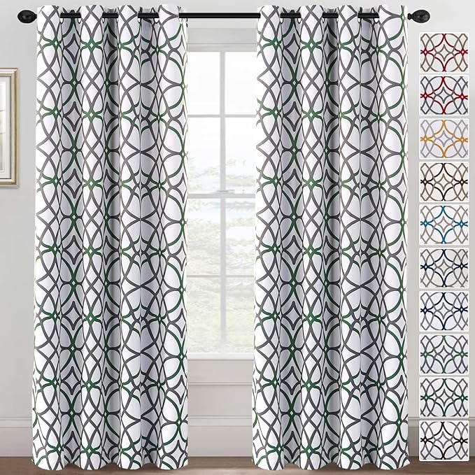 H.VERSAILTEX Blackout Curtains 84 inch Length 2 Panels Set Thermal Curtains & Drapes Window Treatment Noise Reducing Geometric Modern Grommet Living Room Curtains for Bedroom - Ivy and Gray by HVERSAILTEX